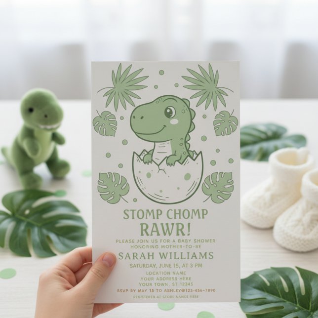 minimalist Dinosaur Baby Shower party boy Roar Invitation (Creator Uploaded)