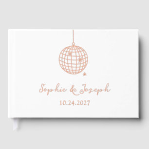 Minimalist Disco Ball Real Gold Foil Wedding Guest Book