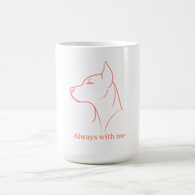 Minimalist Doberman Line Art Personalized  Coffee Mug (Center)