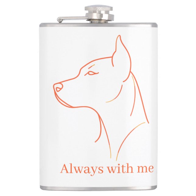 Minimalist Doberman Line Art Personalized  Hip Flask (Front)