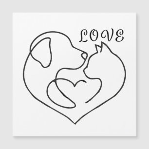Minimalist Dog and Cat Heart - One Line Art Design