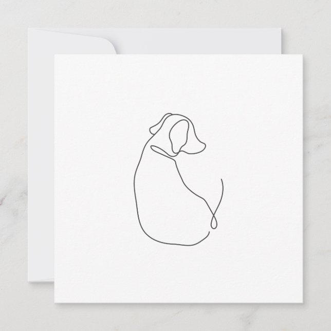 Minimalist Dog Continuous Line Drawing Card (Front)