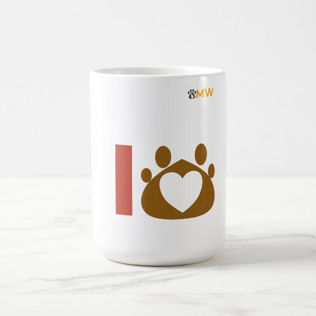 Minimalist Dog Dad Coffee Mug - I Love My Dog Paw  (Center)