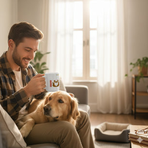 Minimalist Dog Dad Mug   Paw Print Heart