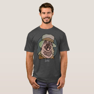 Minimalist Dog GrandPa with Cool Hat Funny T-Shirt