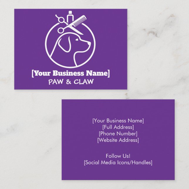 Minimalist Dog Groomer Business Card  (Front/Back)