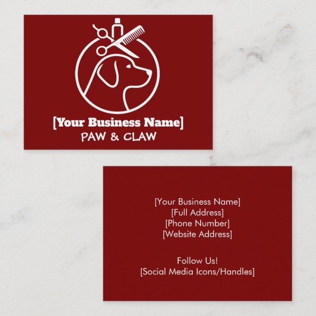Minimalist Dog Groomer Business Card  (Front/Back)