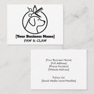 Minimalist Dog Groomer Business Card