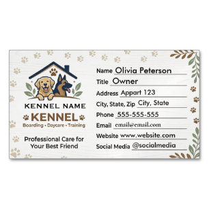 Minimalist Dog Kennel Boarding & Daycare  Magnetic Business Card