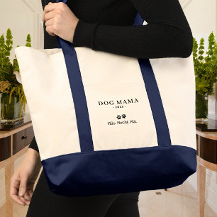 Minimalist Dog Mama Personalized Dog Name Tote Bag