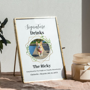 Minimalist Dog signature drinks wedding bar Pos Poster