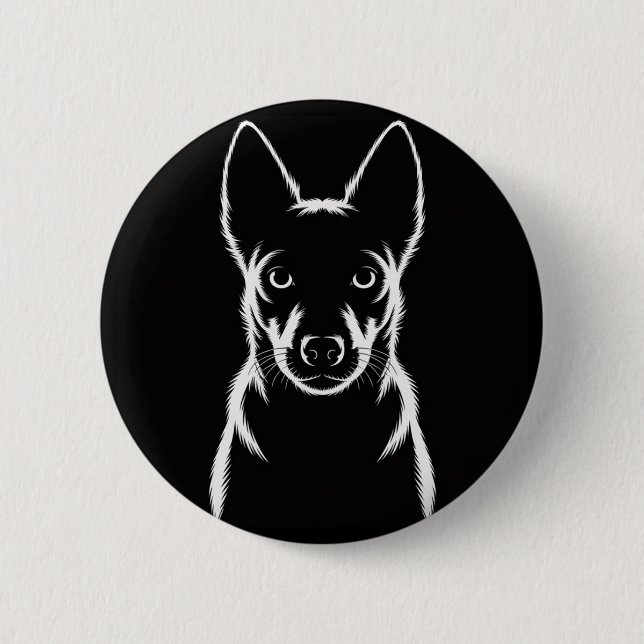 Minimalist Dog Silhouette on Black 2 Inch Round Button (Front)