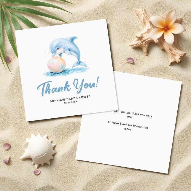 Minimalist  Dolphins Baby Shower Budget Thank You Card (Creator Uploaded)