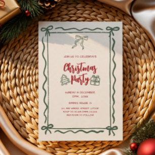 minimalist doodle christmas party invitation