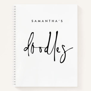 Minimalist Doodles Name Black White Sketch Book