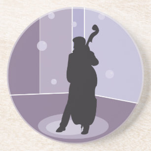 Minimalist Double Bass Silhouette Music Art Coaster