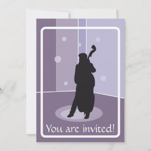 Minimalist Double Bass Silhouette Music Art Invitation