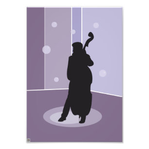 Minimalist Double Bass Silhouette Music Art Photo Print