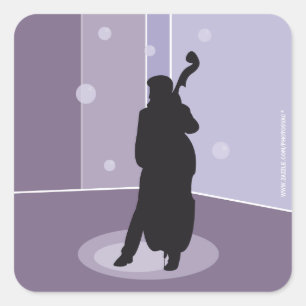 Minimalist Double Bass Silhouette Music Art Square Sticker