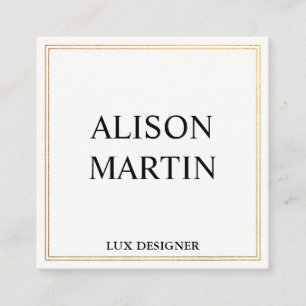Minimalist Double Gold Accent Square Business Card