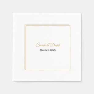 Minimalist Double Gold Border Wedding Napkins