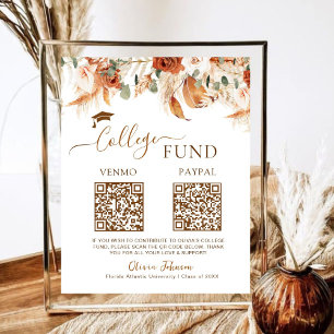 Minimalist Double Graduation College Fund QR Code Poster