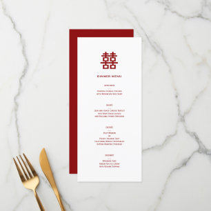 Minimalist Double Happiness Simple Chinese Wedding Menu