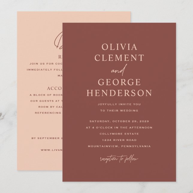 Minimalist Double-Sided Wedding Invitation (Front/Back)