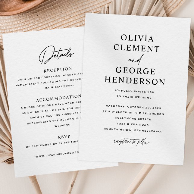 Minimalist Double-Sided Wedding Invitation (Creator Uploaded)