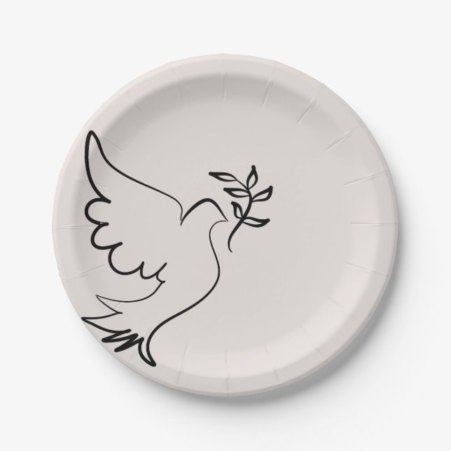 Minimalist Dove Paper Plate (Front)