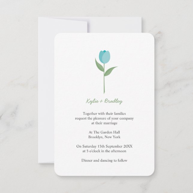 Minimalist Downy Tulip Invitation (Back)