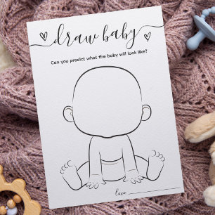 Minimalist Draw The Baby Shower Game Card