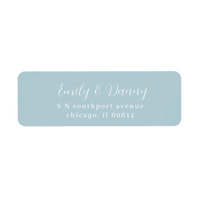 Minimalist Dusty Baby Blue Elegant Wedding Address (Front)