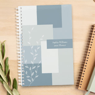 Minimalist Dusty Blue Abstract Botanical Planner