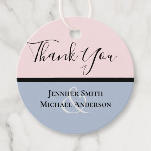 Minimalist Dusty Blue Blush Pink Wedding Favour Tags
