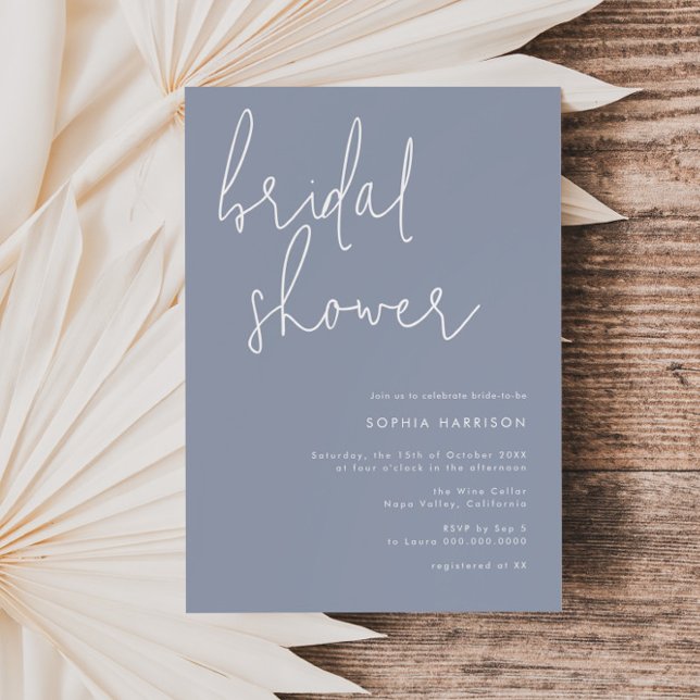 Minimalist Dusty Blue Bridal Shower Invitation (Creator Uploaded)