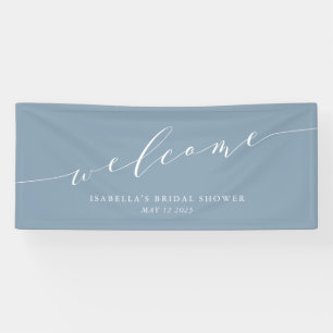 Minimalist Dusty Blue Bridal Shower Welcome Banner