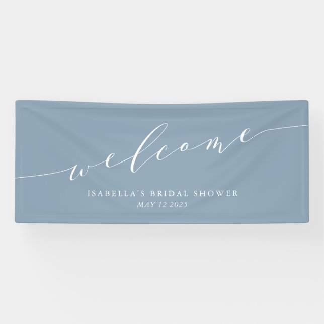 Minimalist Dusty Blue Bridal Shower Welcome  Banner (Horizontal)