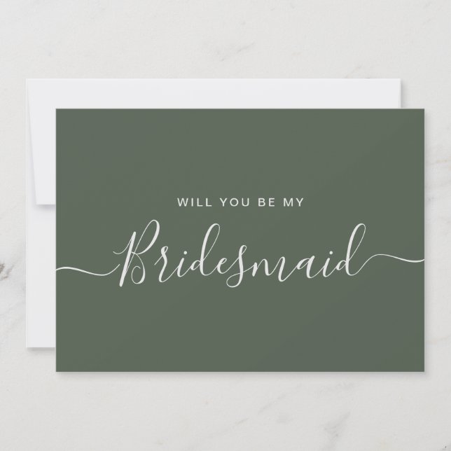 Minimalist Dusty Blue Bridesmaid Proposal Invitation (Front)