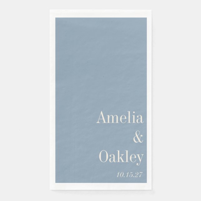 Minimalist Dusty Blue Elegant Wedding Custom Napkin (Front)