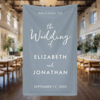 Minimalist Dusty Blue Elegant Wedding Welcome