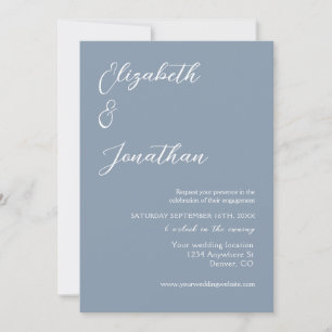Minimalist Dusty Blue Engagement Party Invitation