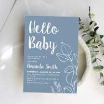 Minimalist Dusty Blue Eucalyptus Baby Shower 