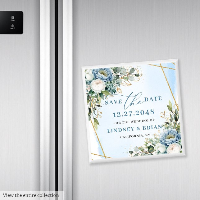 Minimalist Dusty Blue Eucalyptus Save The Date  Magnet (Minimalist Dusty Blue Eucalyptus Save The Date Magnet

)