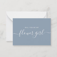 Minimalist Dusty Blue Flower Girl Proposal