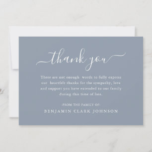 Minimalist Dusty Blue Funeral Bereavement Sympathy Thank You Card