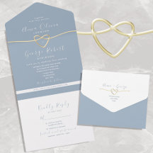 Minimalist Dusty Blue Gold Wedding