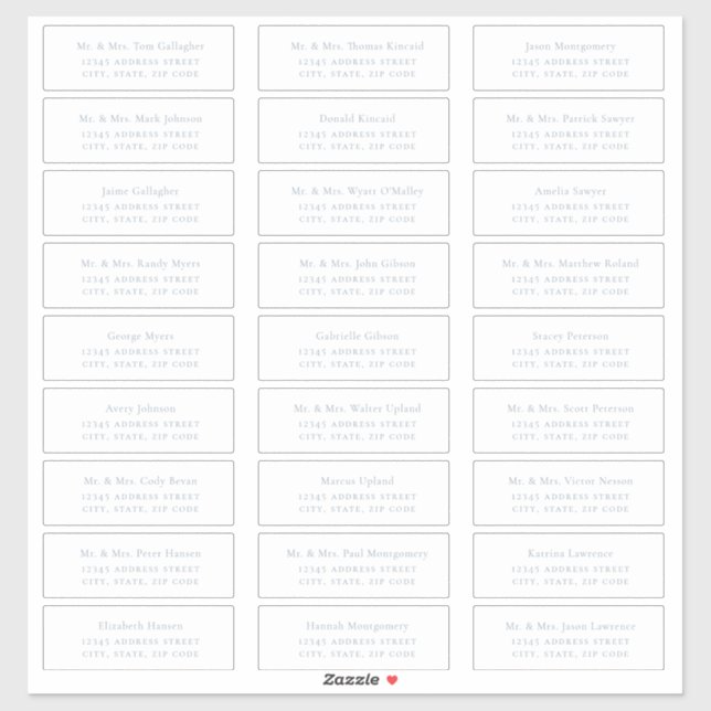 Minimalist Dusty Blue Guest Address Labels (Sheet)