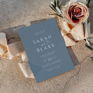 Minimalist Dusty Blue Heart Wedding Invitation