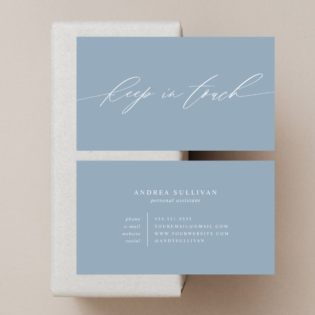 Minimalist Dusty Blue Keep in Touch Contact or Business Card (Creator Uploaded)